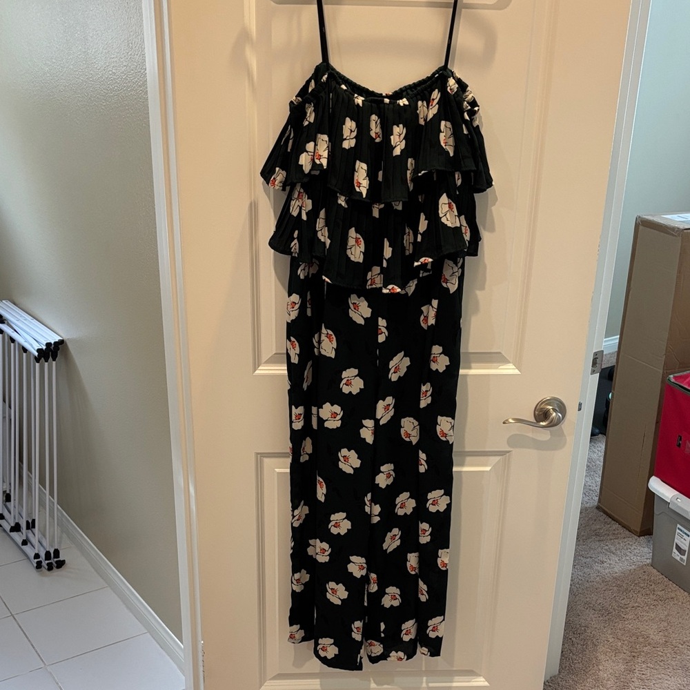 Anthropologie Floral Ruffle Jumpsuit